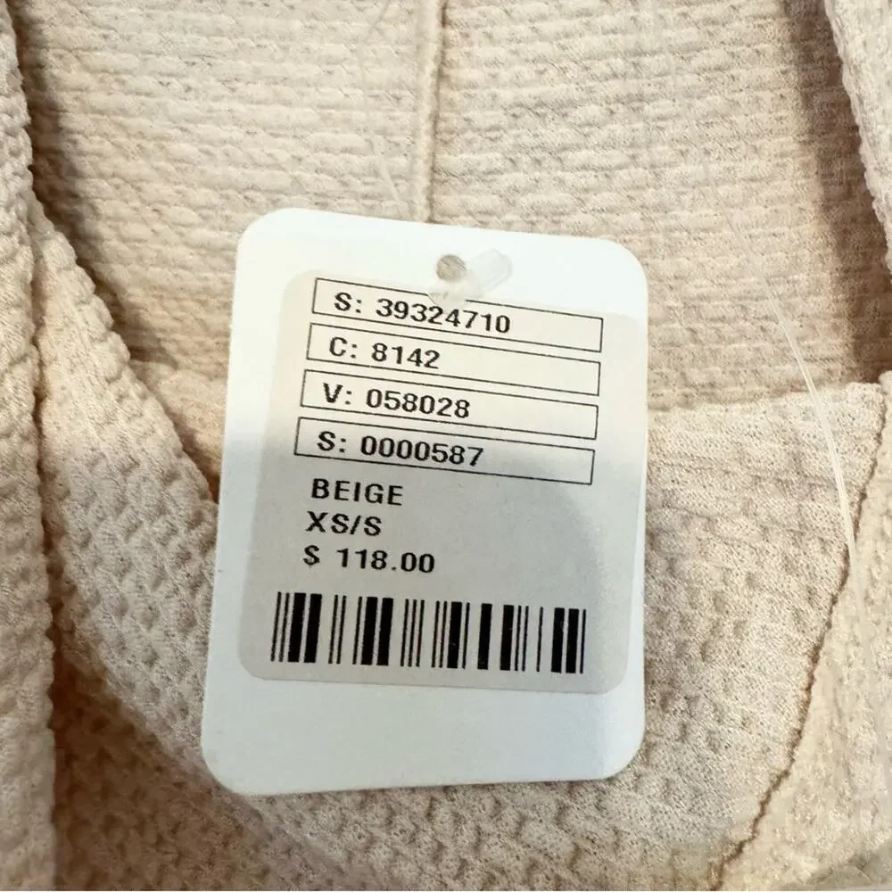NWT Free People Beach Cowl Button Neck Gauze Oversized Cover Up Dress Beige XS/S